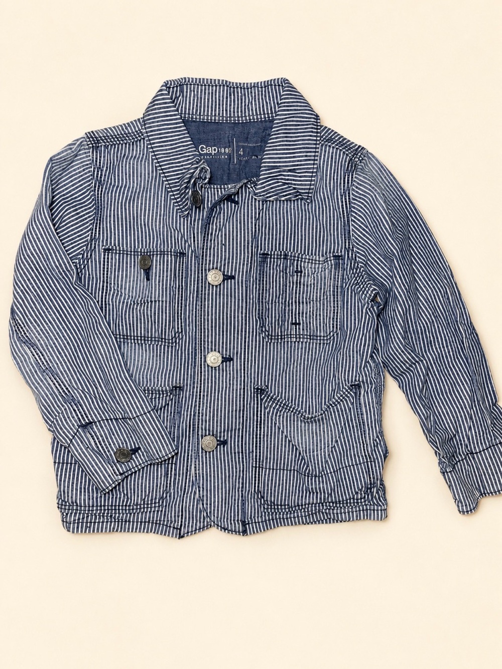 GAP Kids Navy & White Pinstripe Jean Jacket